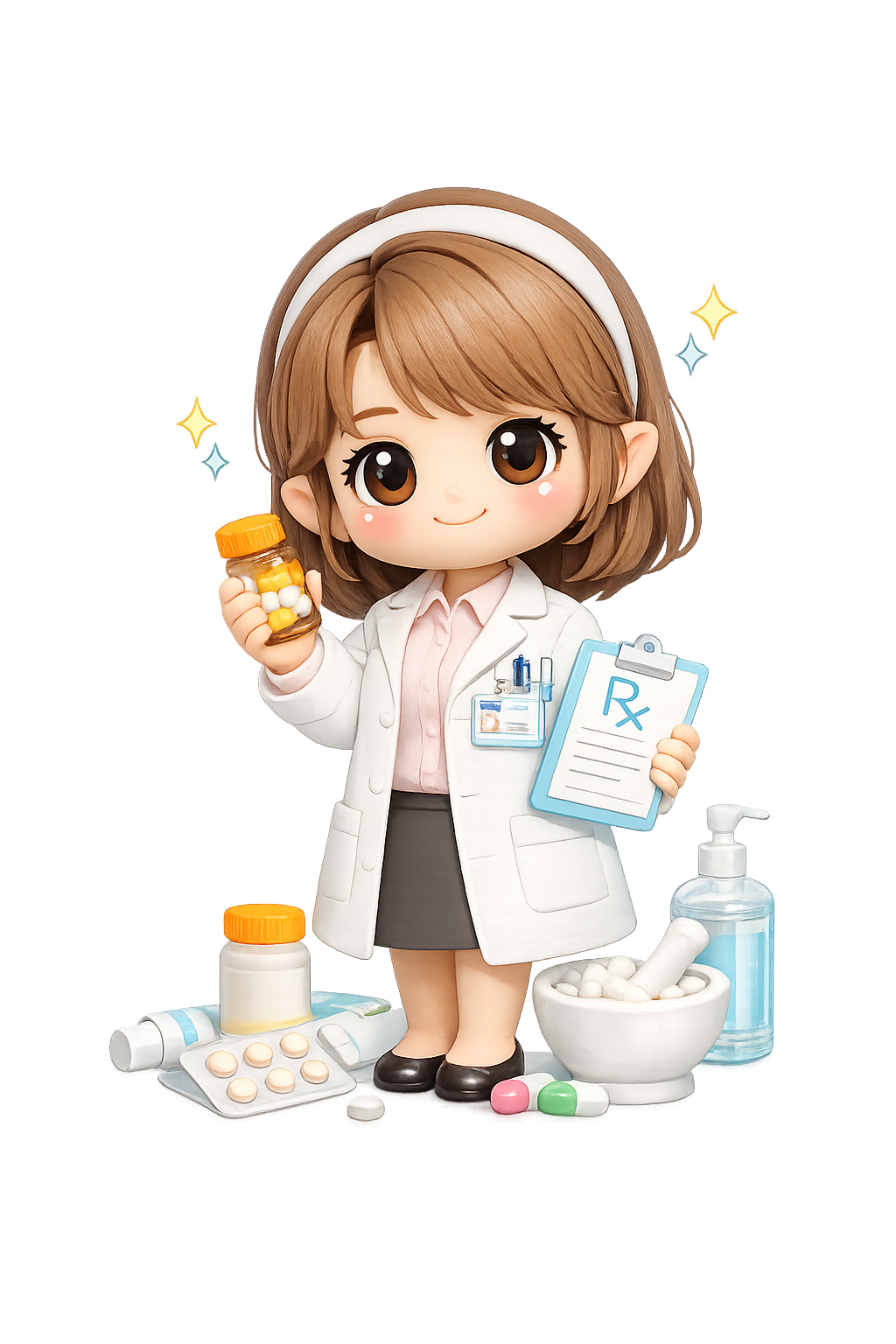 化粧品の比較について話す薬剤師